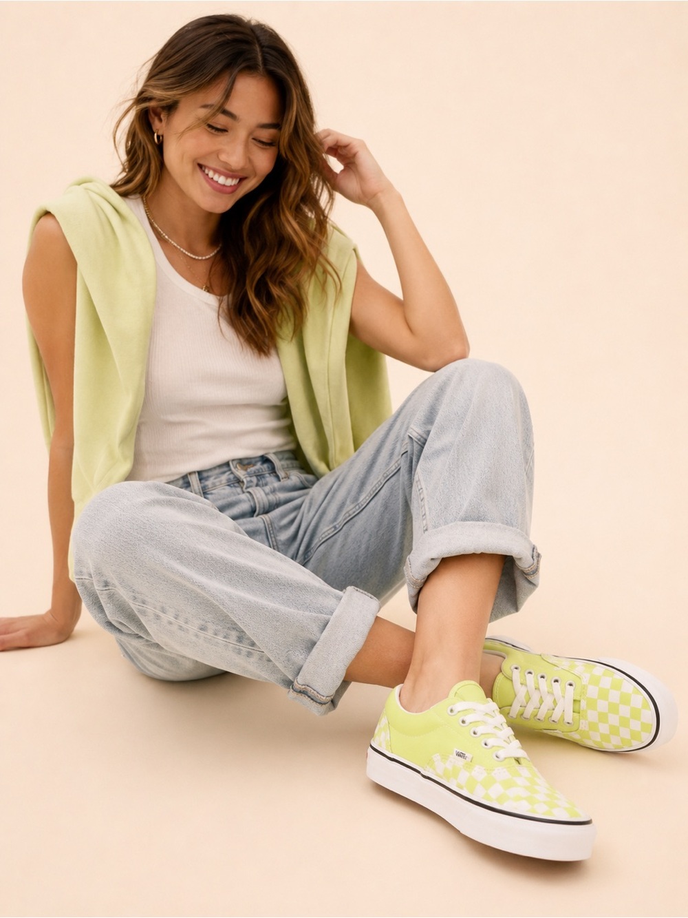 Vans Era Checkerboard Sharp Green/True White Sneakers – Women’s Size 7